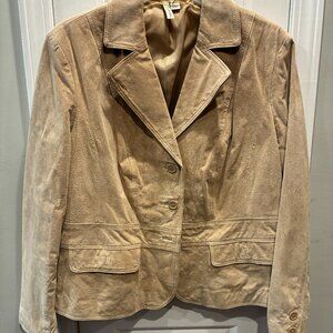 St Johns Bay Blazer Jacket Leather Suede XL - NWOT